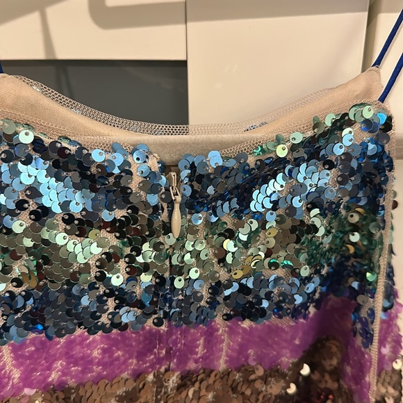 Aidan Aidan Mattox sequin cocktail party dress blue purple gold - Picture 9 of 10